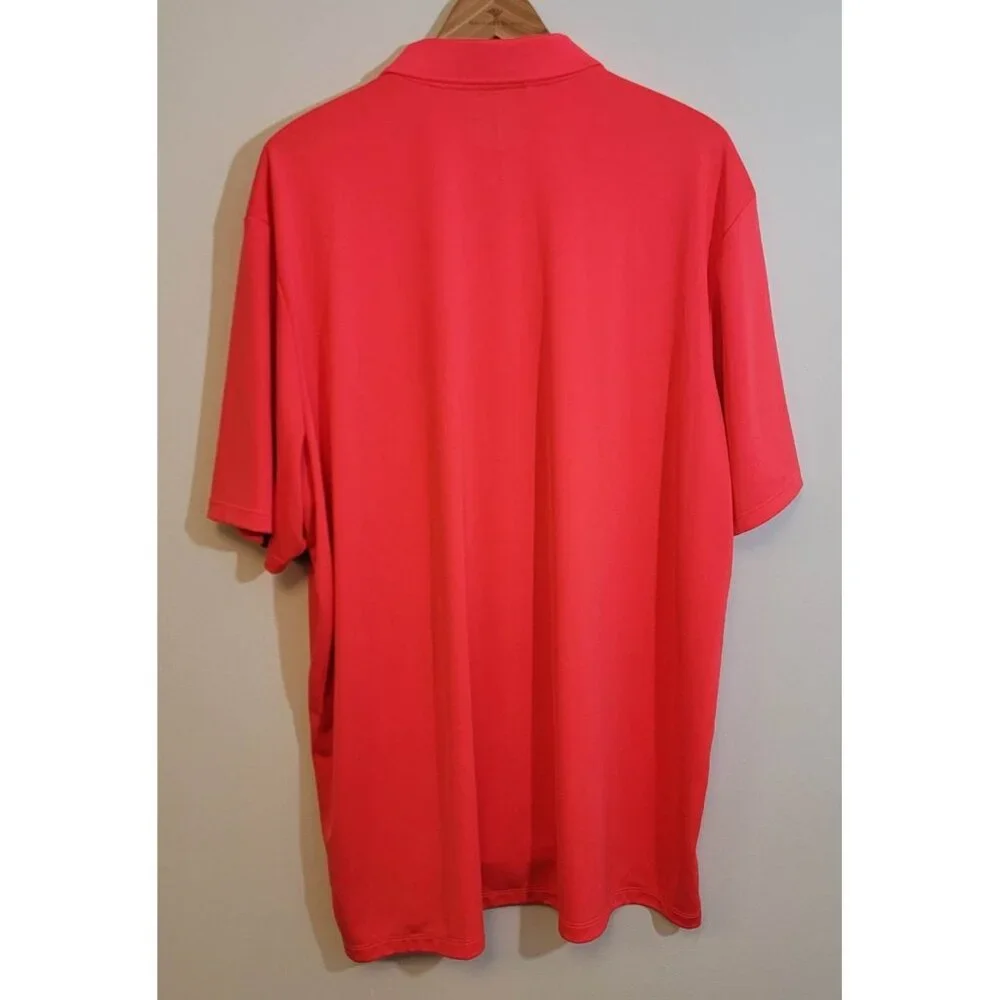 Adidas Polo Shirt Red Short Sleeve Polyester Golf Stretch Mens‎ 2XL XXL EUC